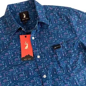 Jack + Sage Small Blue Après Ski Mountain Short Sleeve Button Down Shirt NWT
